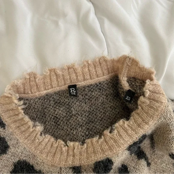 R13 Leopard Crewneck Sweater extra small